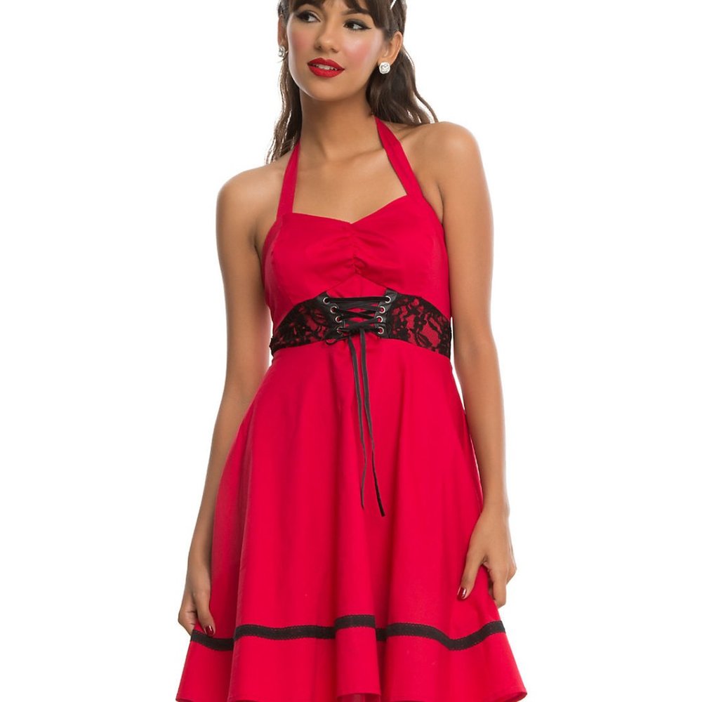 Hot Topic Women's Red Sweetheart Rockabilly Halter Dress Size XL
